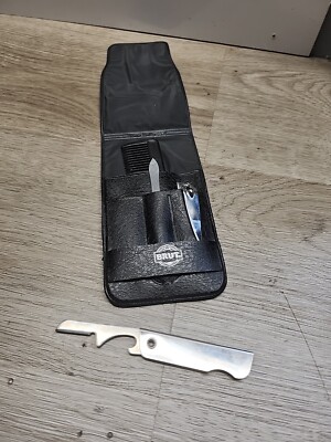 Rare Brut Grooming Set Comb,Nail Clipper,Tweezers,Knife - Bottle Opener