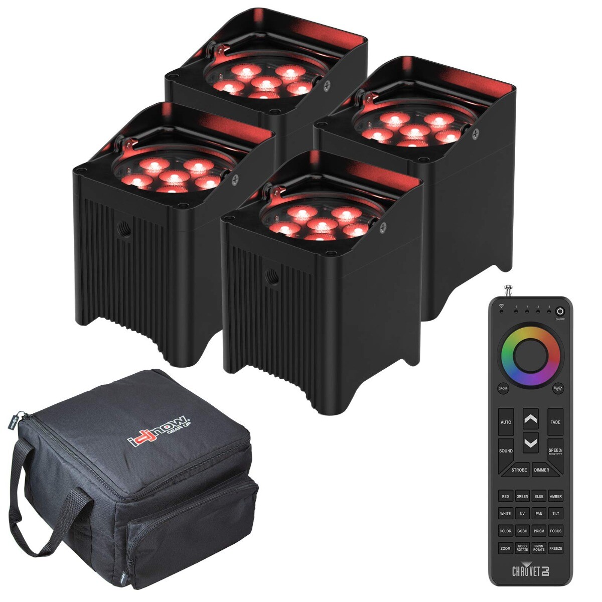 Chauvet DJ Freedom Par T6 LED Uplights Four Pack with Handheld Remote 207990₽