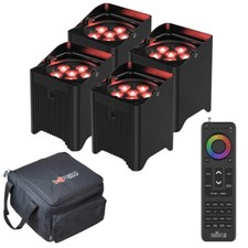 Chauvet DJ Freedom Par T6 LED Uplights Four Pack with Handheld Remote