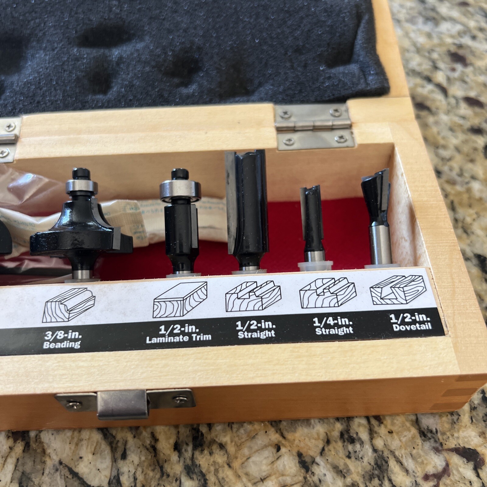 Vintage Sears Craftsman 6 Piece Router Bit Set in Wood Box woodworking ...