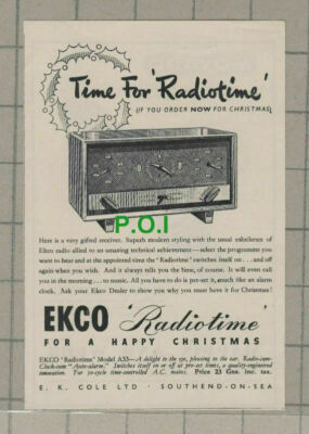 C2500) Ekco Radiotime ADVERT - 1948 Clip