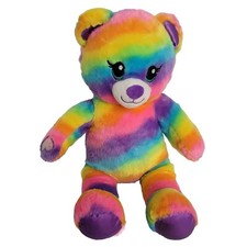 Build-a-Bear Rainbow Plush Bear Hands Fasten Tie Dye Stripes Stuffed Animal