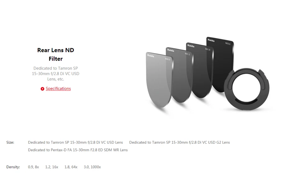 Haida Rear ND Filter Kit for Tamron 15-30mm f/2.8 Lens (Canon EF Mount) - Image 3 of 3