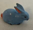 Ceramic Hand Painted Bunny Rabbit Blue & Pink 3" x 2" Miniature