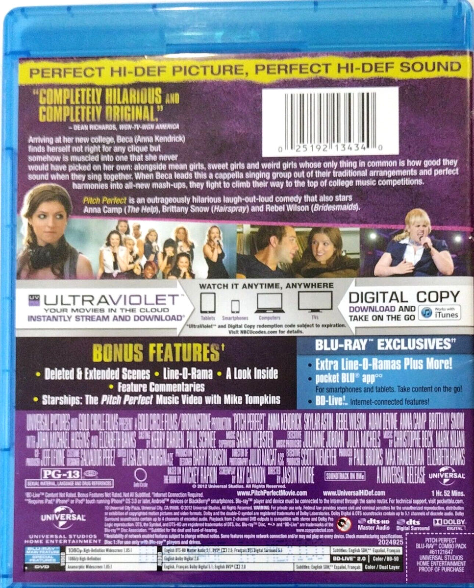 Pitch Perfect (Blu-ray Disc, 2012, 2-Disc Set) Anna Kendrick