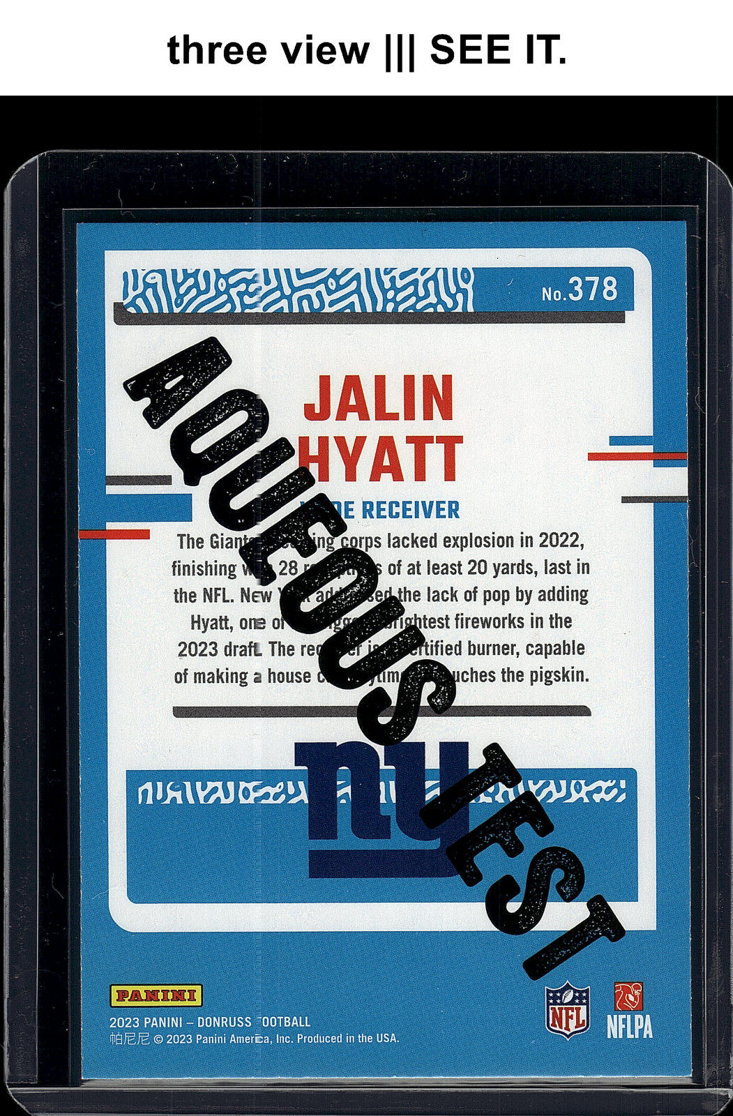 JALIN HYATT 2023 Panini Donruss Rated Rookie Aqueous Test #378 RC Case Hit
