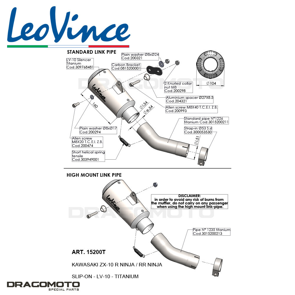 KAWASAKI ZX-10 R 1000 ABS Ninja 2016-2024 Exhaust Leovince