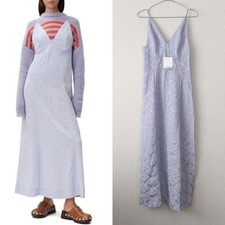 GANNI Satin Camisole Maxi Dress 32 Light Purple New with Logo