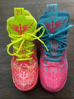 Men s Basketball Shoes Multi Color Mismatch Sneakers Volt Pink Blue Size 7 used