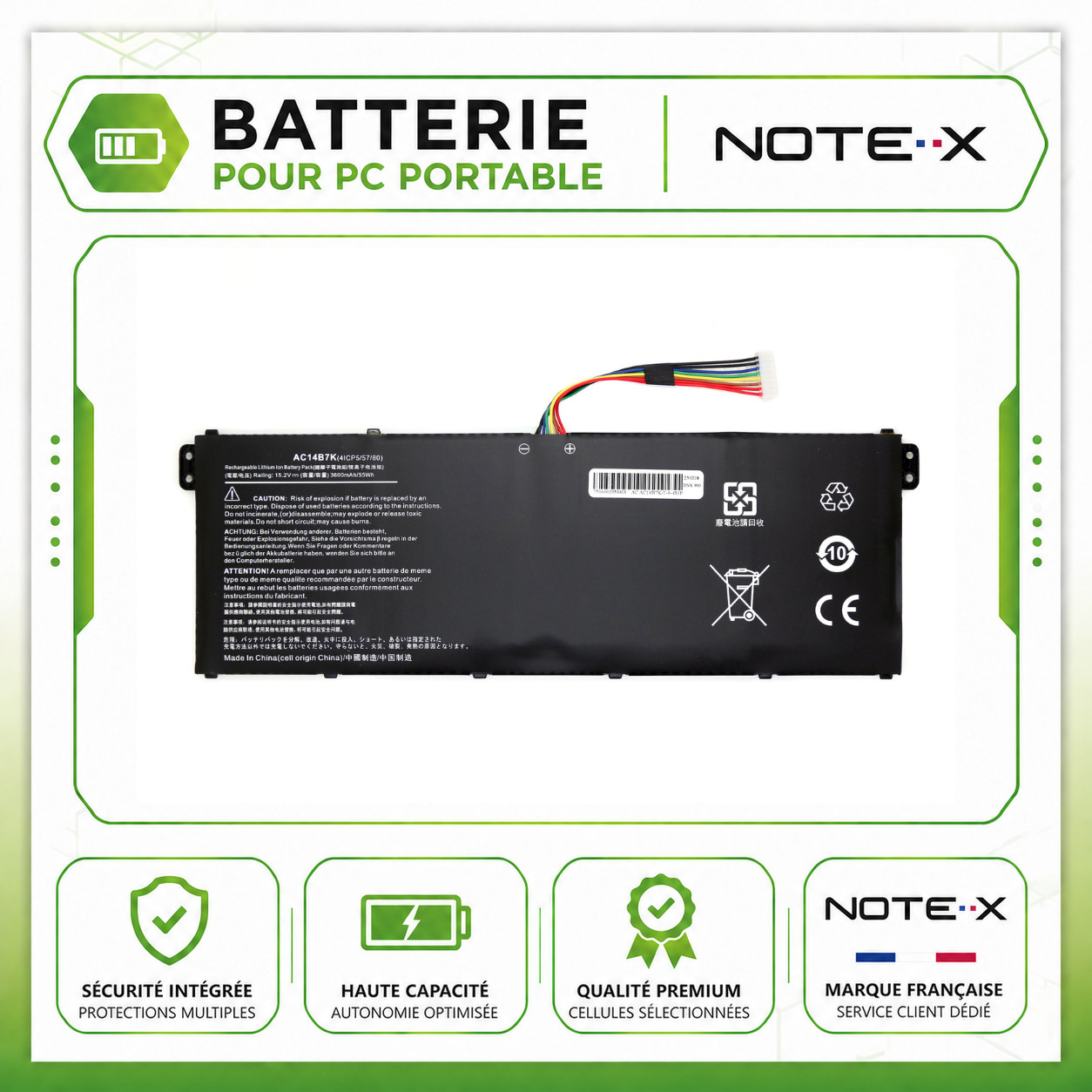 Batterie de haute qualité AC14B7K pour ordinateur Acer Swift 3 SF314-54