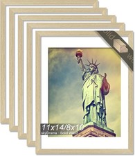 Solid Wood 11x14 Picture Frame with Natural Wood Grain 5 Packs 11 x 14 Fram...