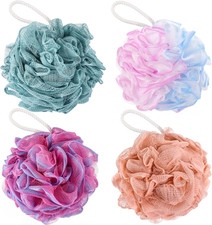 75G/Pc Bath Loofah Mesh Puffs, Large Body Exfoliating Shower Sponges for Men and