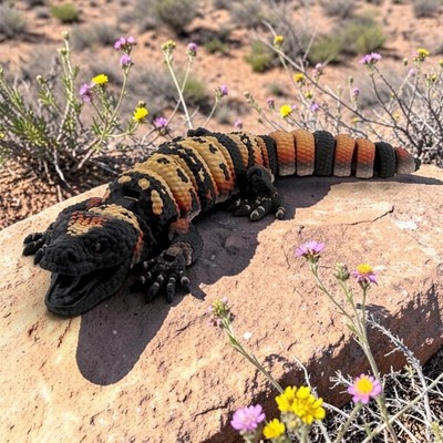 3D Printed Gila Monster with Realistic Glass Eyes   Brick Morph
