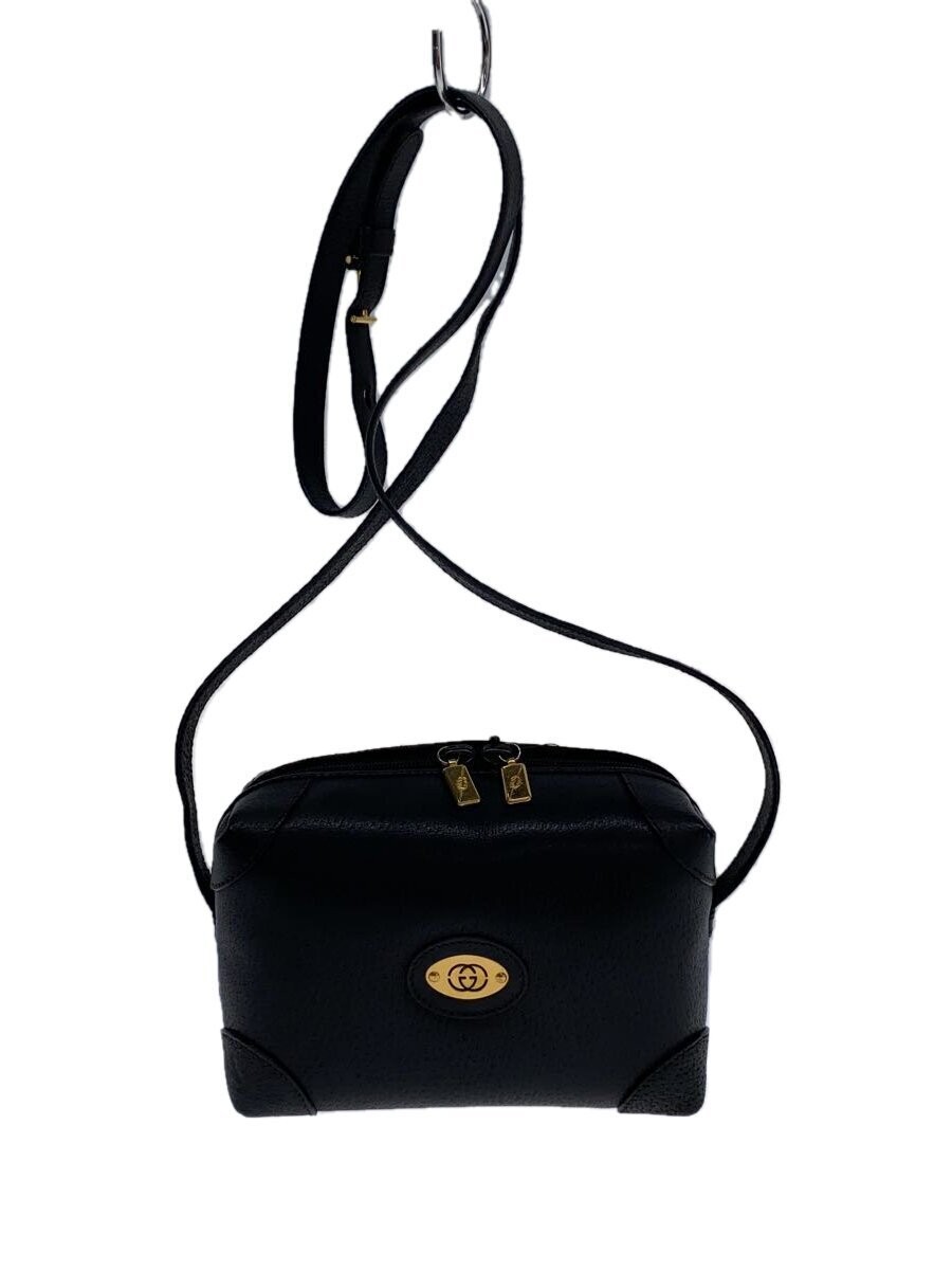 GUCCI black leather shoulder bag with gold hardware