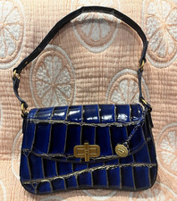 Brahmin Blue Crocodile Embossed Shoulder Bag ...