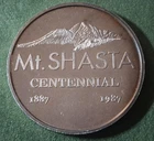 1887-1987 MT. SHASTA centennial silver round - lightly toned BU - 31.26 grams