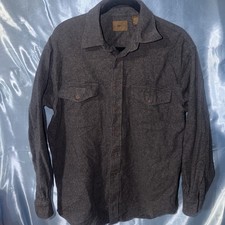 St Johns Bay Shirt Mens M Brown Button Up Brushed Chamois Flannel Heavy