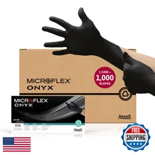 Ansell MICROFLEX Onyx N64 Nitrile Exam Gloves - Med, Black (Case of 1000)