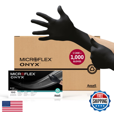Ansell MICROFLEX Onyx N64 Nitrile Exam Gloves - Med, Black (Case