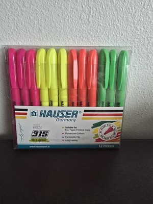 2 packs Hauser 315 Highlighters 12-Pack Assorted Colors Fluorescent Text Markers