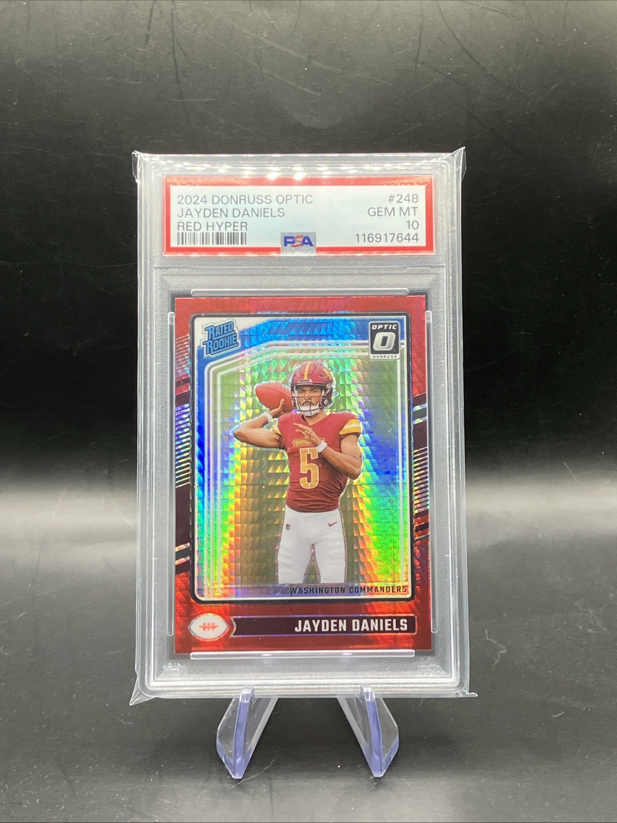 2024 Donruss Optic Rated Rookie Jayden Daniels #248 Red Hyper Prizm PSA 10 (RC)
