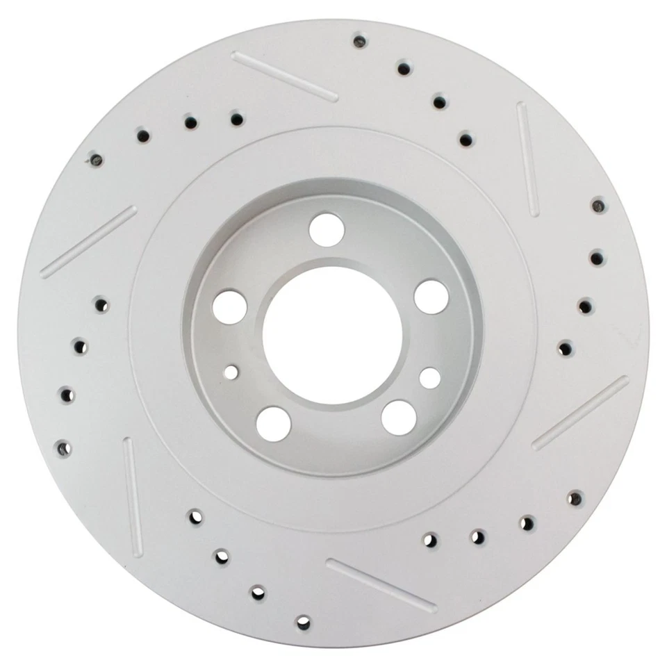 Juego de pares de rotores de freno recubiertos delanteros perforados y ranurados de rendimiento para VW Foto 3 de 4