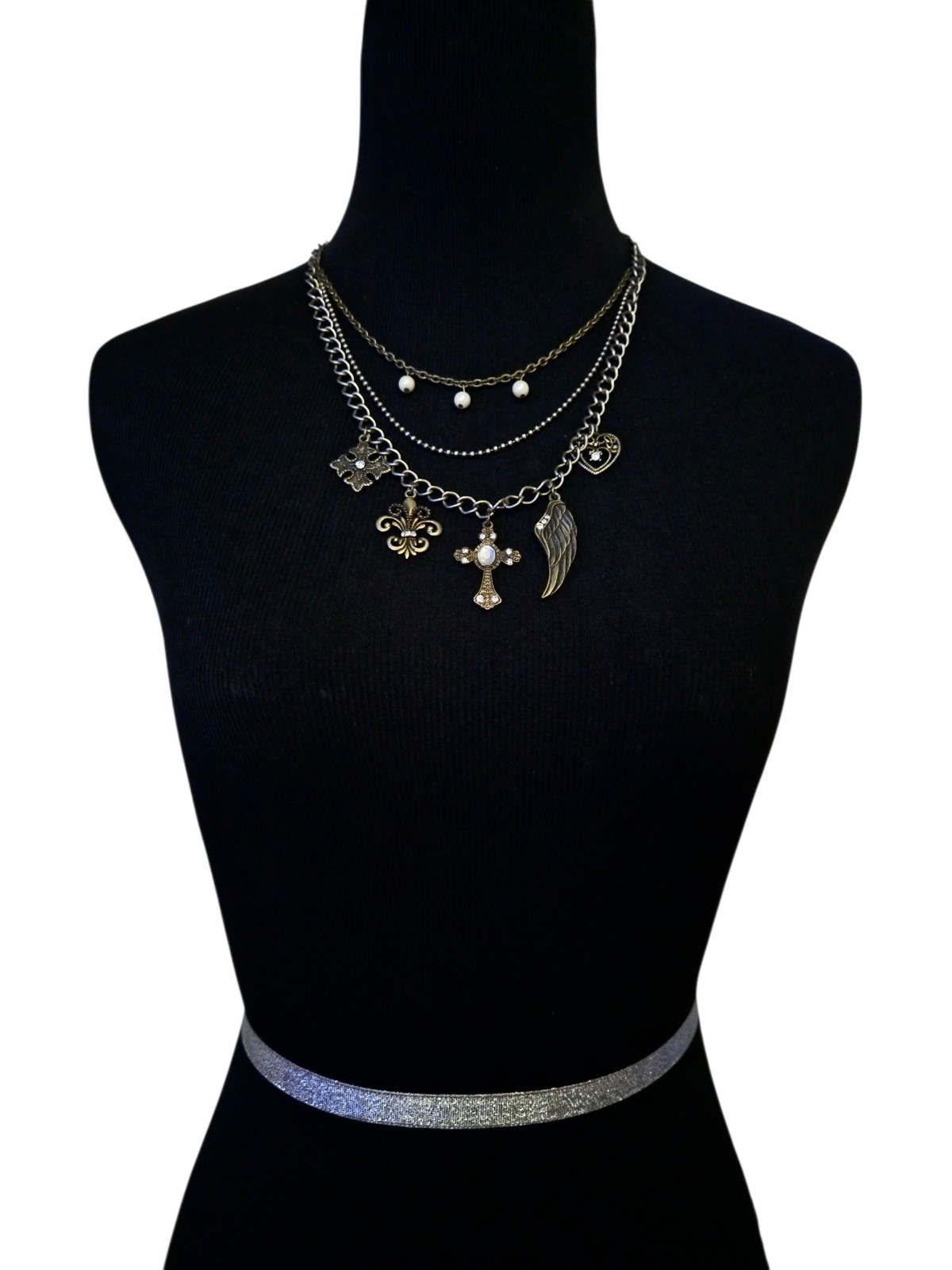 Cookie Lee Silver Tone Multi Layer Charm Necklace… - image 2