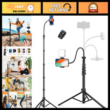 86" Tall Phone Tripod with Flexible Gooseneck Remote for iPhone Photography