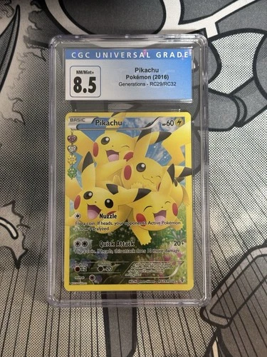 2016 POKEMON XY GENERATIONS RADIANT COLLECTION RC29 FULL ART/PIKACHU CGC 8.5
