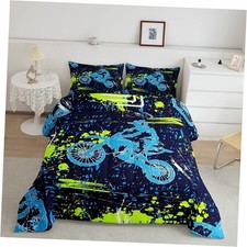 Dirt Bike Kids Comforter Set Extreme Sports Bedding Set for Queen Multi 90