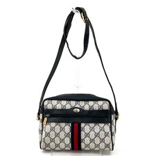 Gucci Sherry Line GG PVC Leather Shoulder Bag Navy 32 02 004 Vintage Authentic