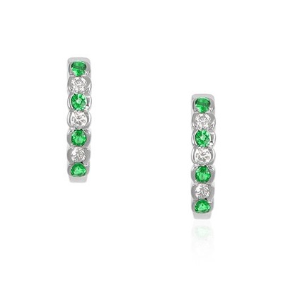 Zambia Round Green Emerald 18K White Gold Earring 0.20CT