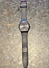 SWATCH V8 Watch SR1130SW Black Front Red Back Rubber Band Water Resistant