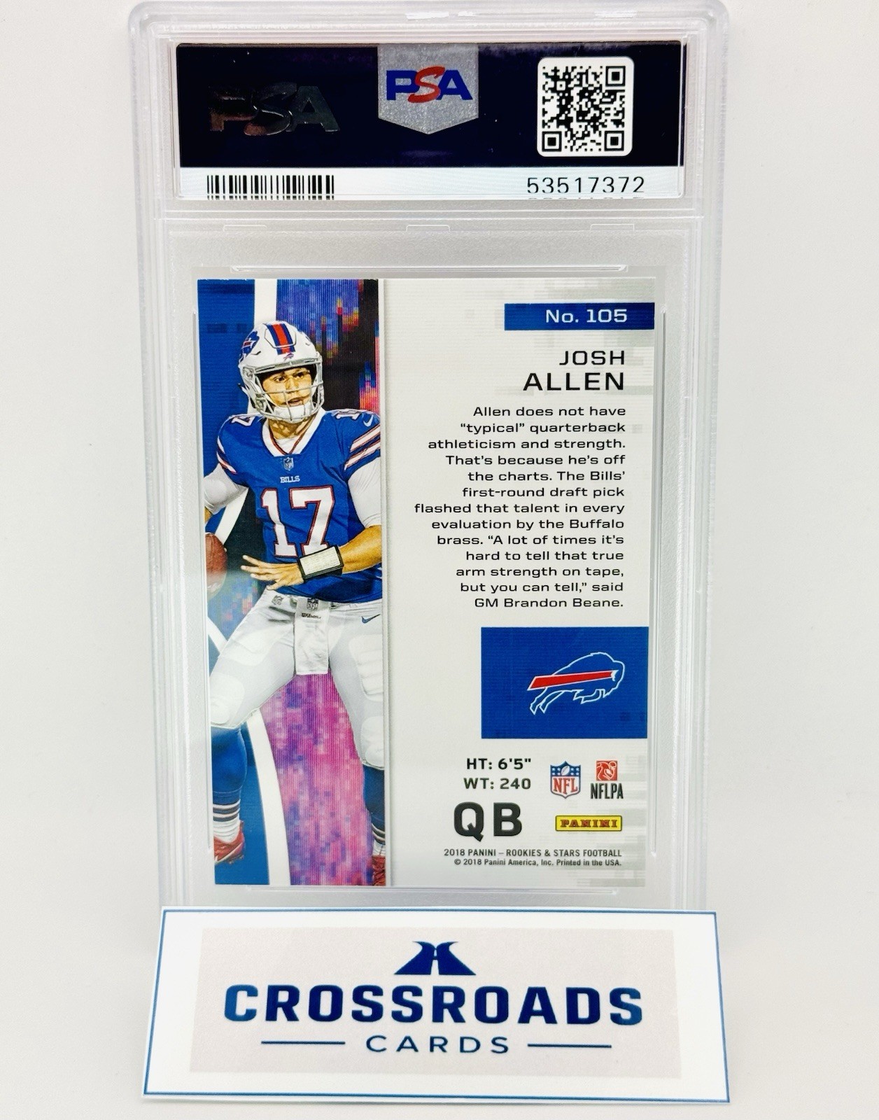 2018 Panini Rookies & Stars (RC) Josh Allen #105 PSA 10 Gem Mint  Buffalo Bills view 2