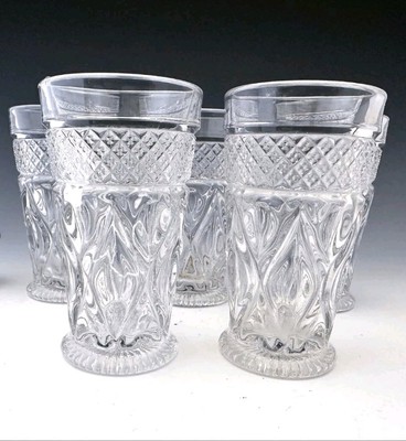 Vintage Imperial Glass Cape Cod Juice Tumblers Set Of 4 Clear Glasses 1950s