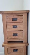 Matching Pair Of Baysdale Rustic Oak Bedside Tables / Side Cabinet / Nightstand 