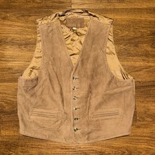 Vintage Leather Vest Brown Men s L Large Roundtree Yorke Genuine Leather
