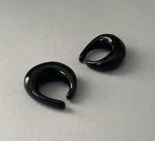 Large Baccarat Crystal Les Boucles Black Chunky Slip On Ear Cuff Earrings