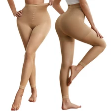 High Waisted Footless Tights for Women-Seamless Basic Everyday Wear Soft Natural