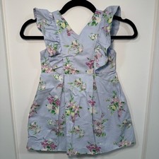 Janie and Jack Floral Easter Dress Sky Blue  Size 4