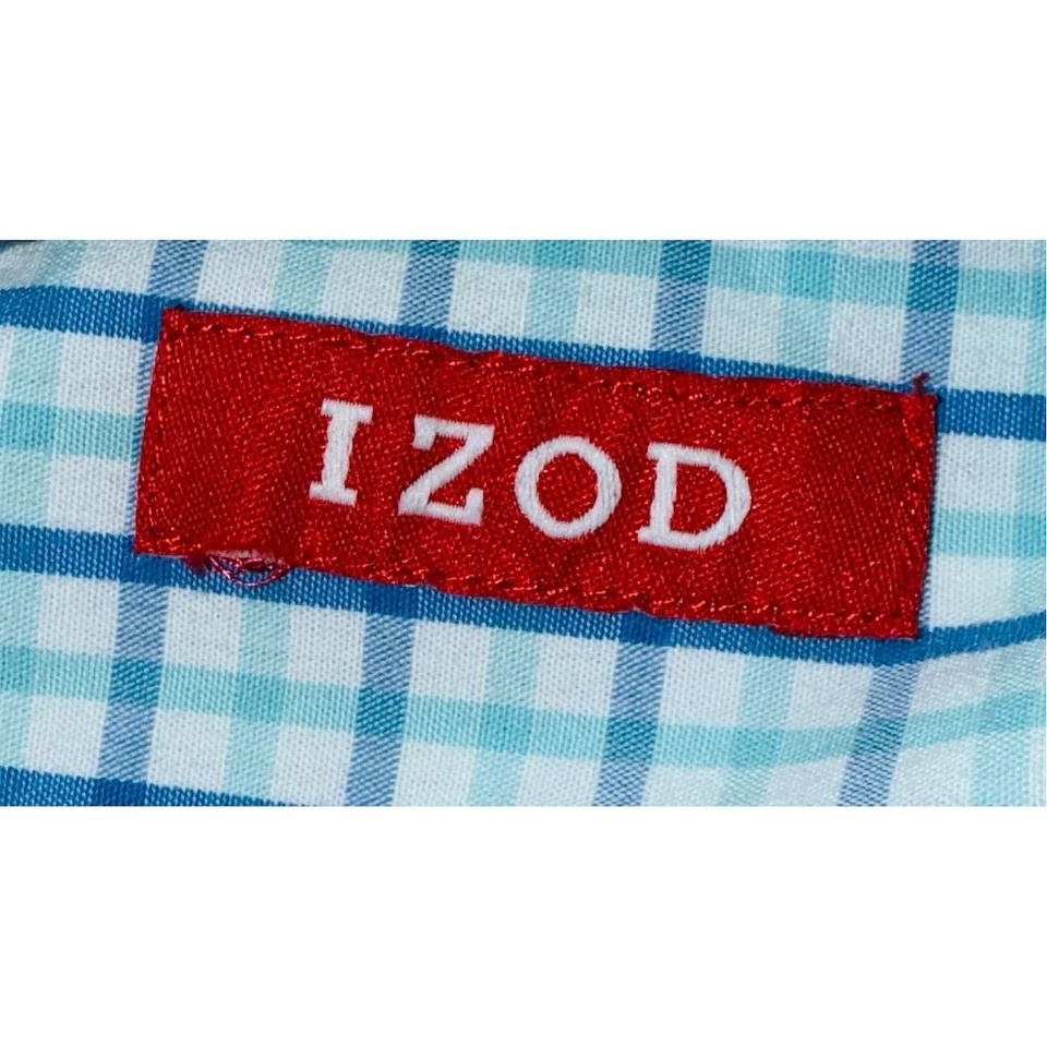 IZOD Men's Plaid Long Sleeve Button-Down Shirt Size L windowpane preppy frat boy - Image 2 of 4