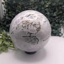 Ultra High White quarts and druzy moss agate sphere crystal witchy natural 