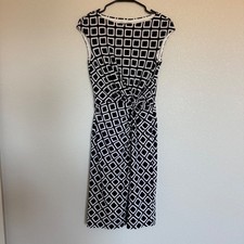Lauren Ralph Lauren Navy White Geometric Square Twist Waist Sheath Dress 4