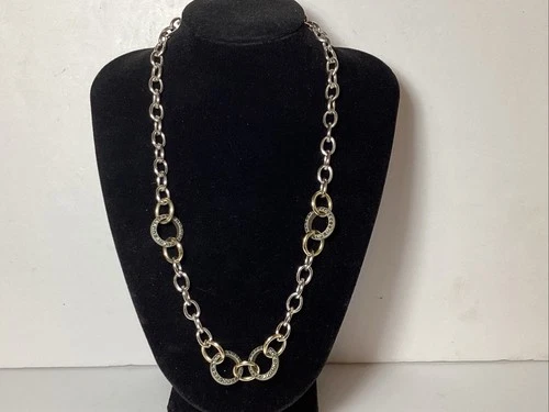 Vintage Tharpe Sterling Silver 17” Chunky Chain W Marcasite Rings