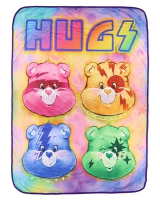 JUST FUNKY Care Bears Blanket Hugs Funshine Grumpy Good Luck Cheer Band Throw 45" X 60"