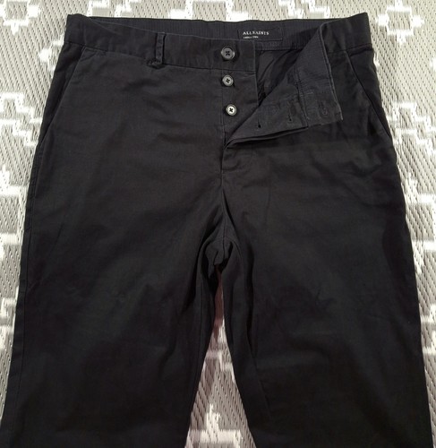 AllSaints Park Chino Trousers Mens W32 L30 Black Slim Tapered Stretch Softfeel - Picture 7 of 19