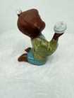 Vintage Ceramic Figurine Red Clay Pottery Girl Holding Yarn Ball Japan 4.5 Inch — photo 3