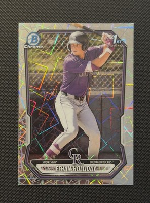 Ethan Holliday 2026 Bowman 1st Chrome #BCP-1 Lazer Refractor SP Colorado Rockies