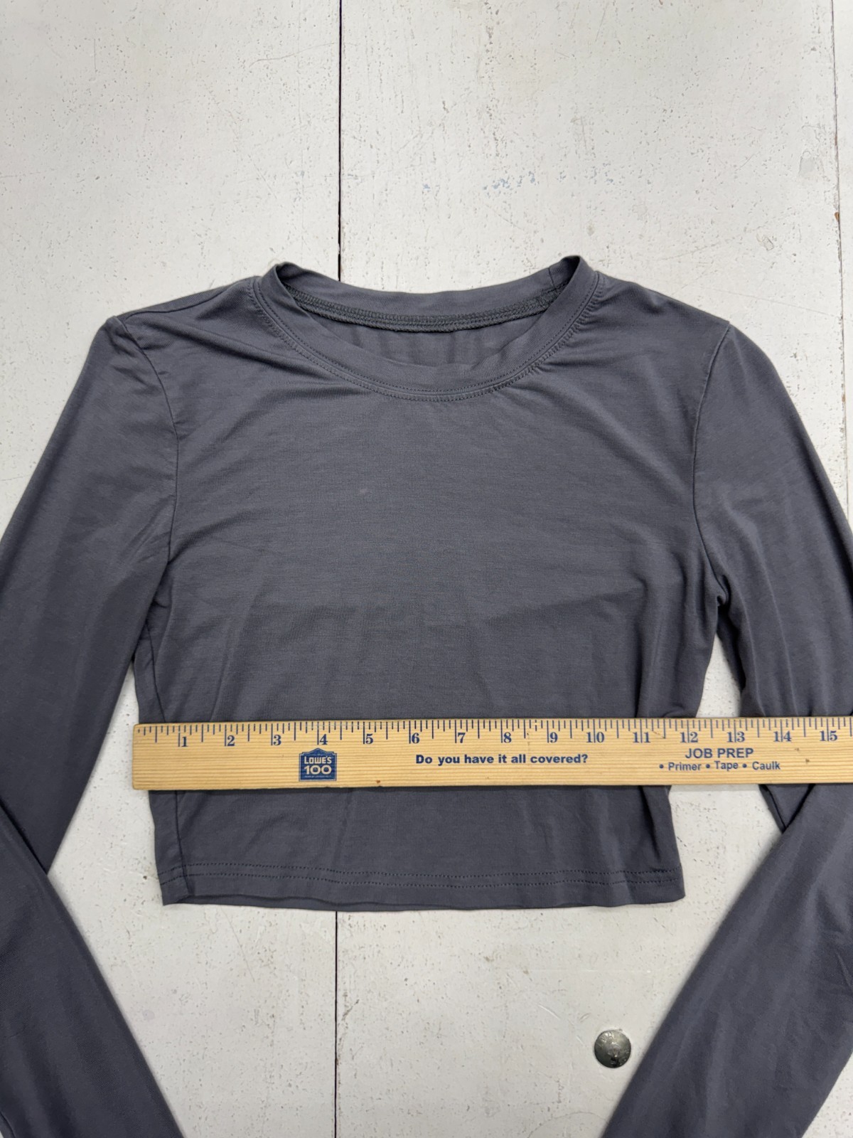 Shein Solid Charcoal Gray Fitted Cropped Long Sle… - image 4