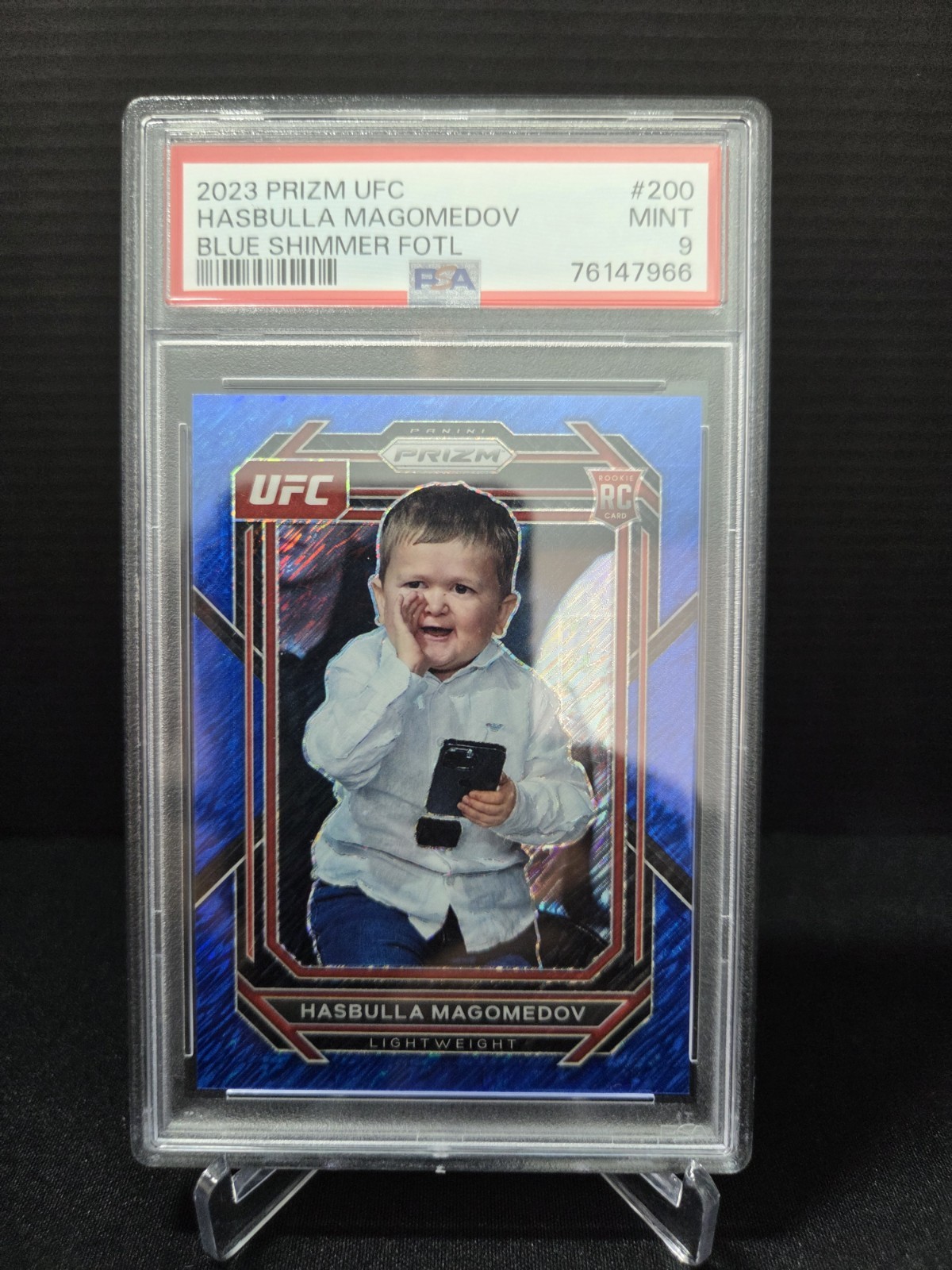 2023 PANINI PRIZM UFC HASBULLA MAGOMEDOV(ROOKIE) BLUE SHIMMER FOTL /10 Psa 9